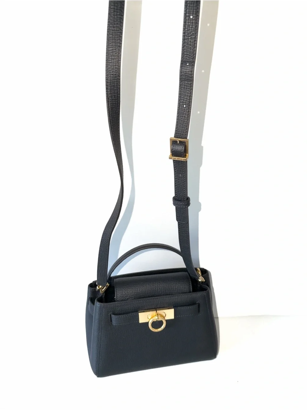 Parisa Wang Madison Top Handle Bag - Black Leather Satchel Gold Hardware